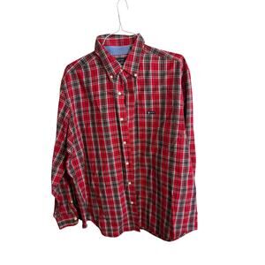 Chap's Red Plaid Easy Care Long Sleeve Button Down Shirt - XXL